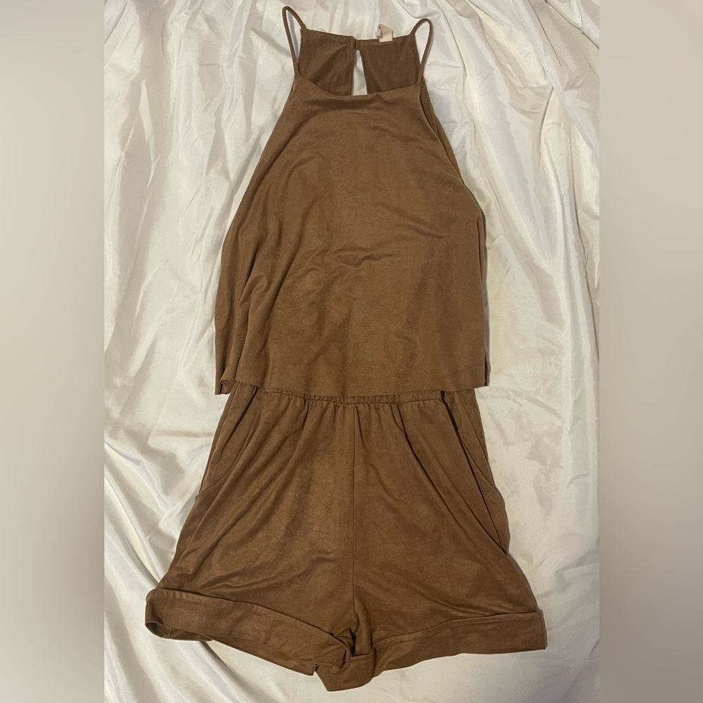 Tyche Tan Suede Romper